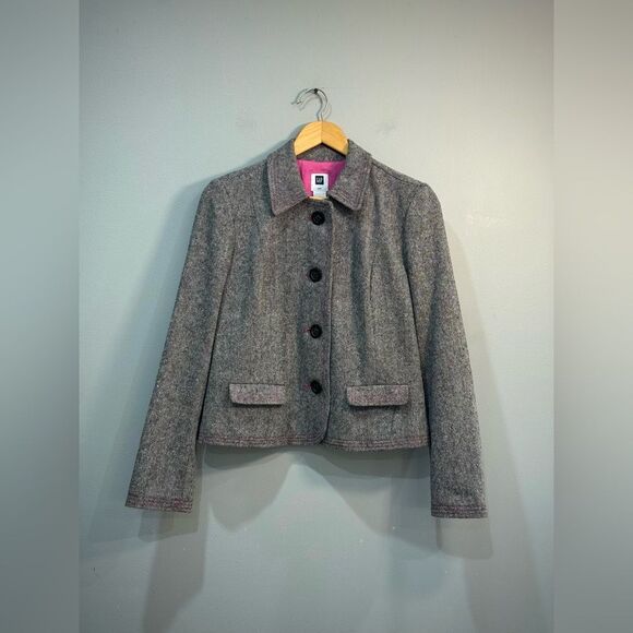 Gray/Pink GAP Factory Wool Blend Blazer Size 8 EUC - Picture 4 of 6